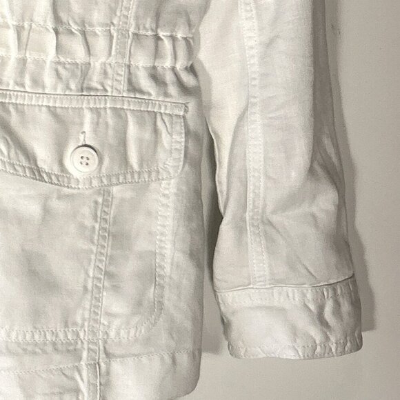 Talbots SZ M Linen Cotton Blend White Blazer / Jacket Essential Preppy Timeless - Picture 6 of 10